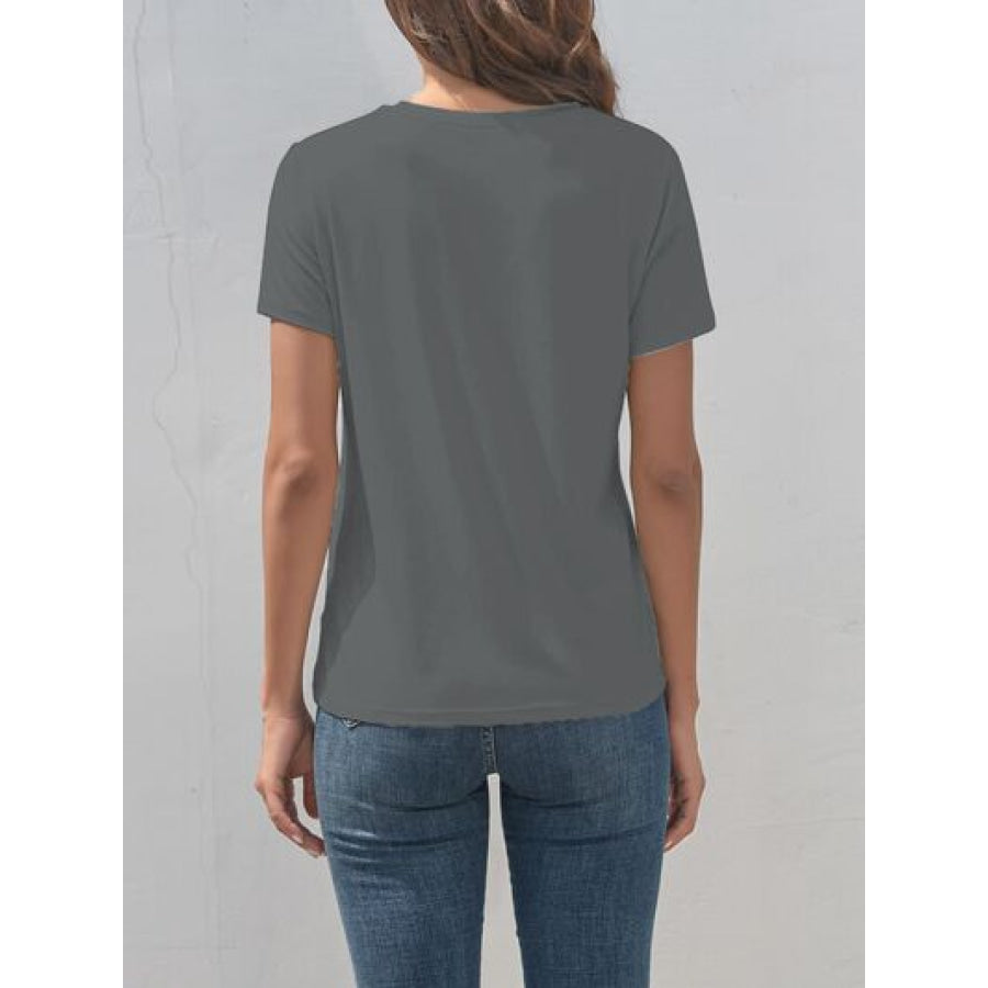 Heart Round Neck Short Sleeve T - Shirt Apparel and Accessories