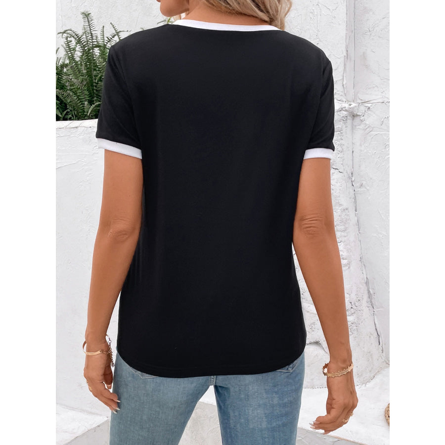 Heart Round Neck Short Sleeve T-Shirt Apparel and Accessories