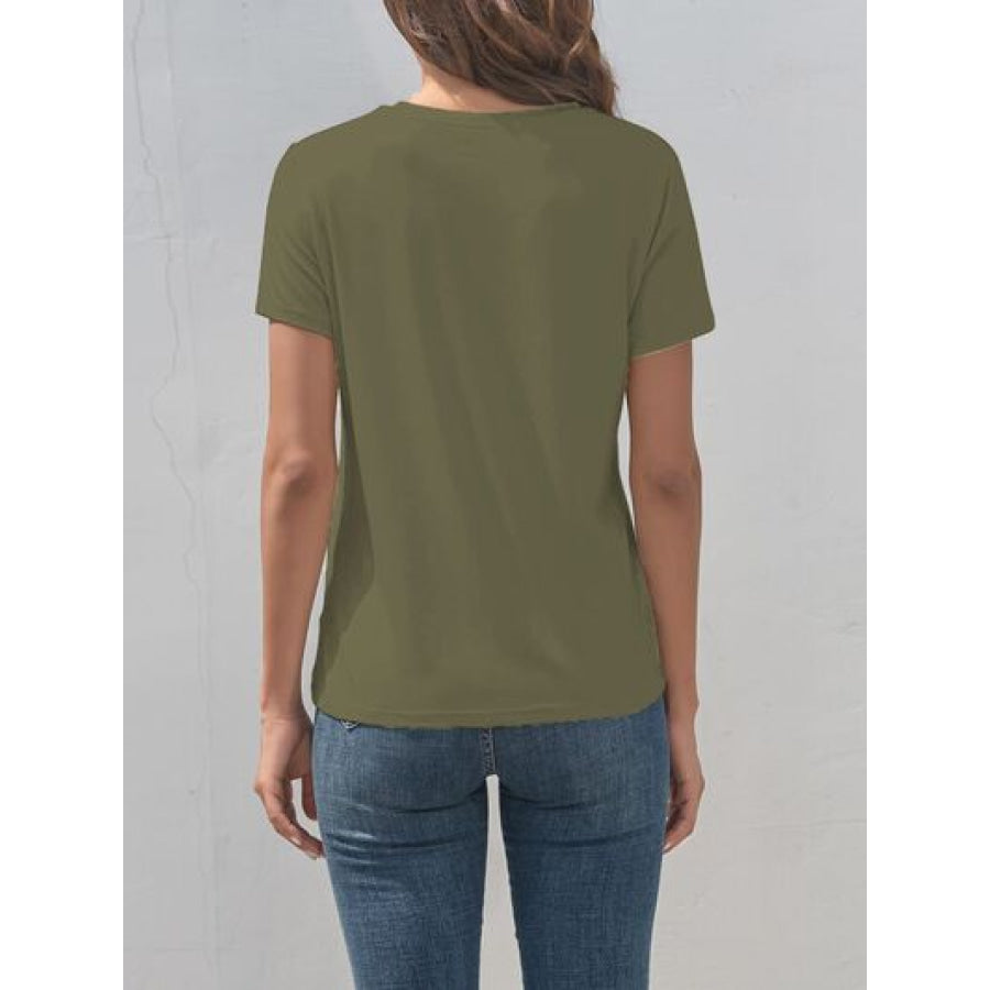 Heart Round Neck Short Sleeve T - Shirt Apparel and Accessories