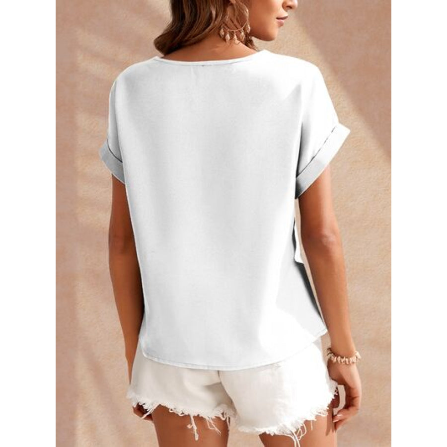 Heart Round Neck Short Sleeve T - Shirt White / S Apparel and Accessories