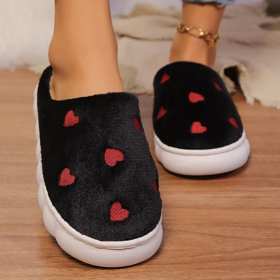 Heart Round Toe Flat Slippers Apparel and Accessories