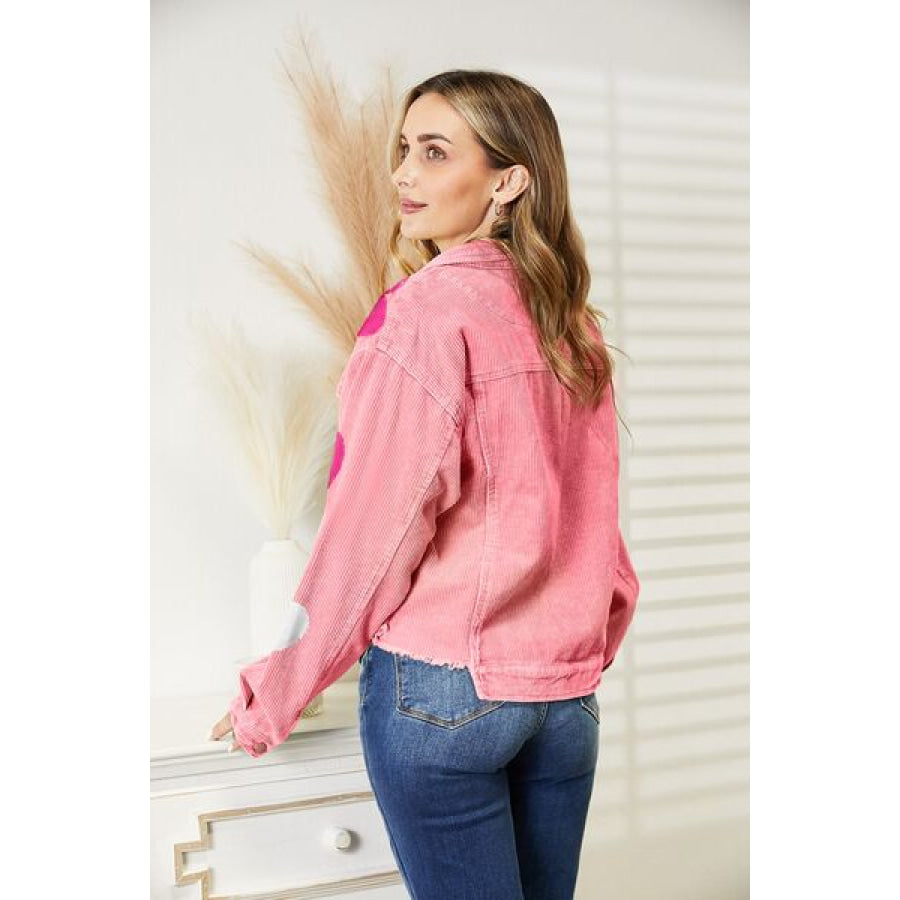 Heart Sequin Dropped Shoulder Jacket Apparel and Accessories