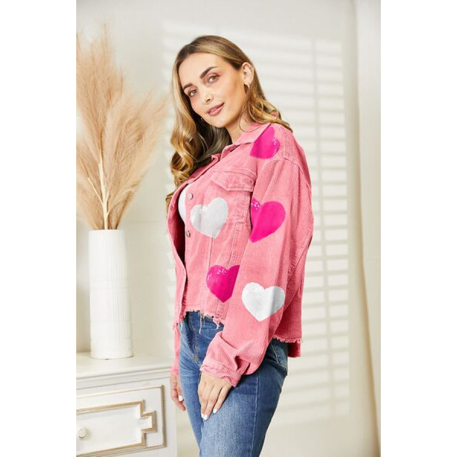 Heart Sequin Dropped Shoulder Jacket Apparel and Accessories