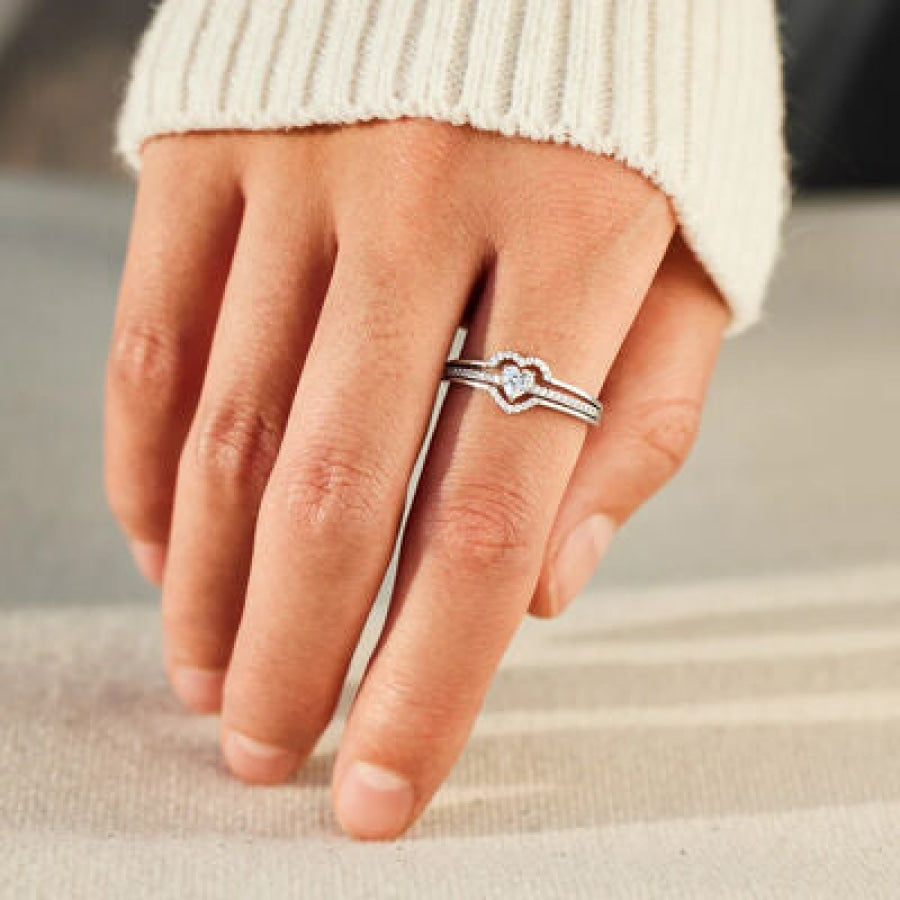 Heart Shape 925 Sterling Silver Ring Apparel and Accessories