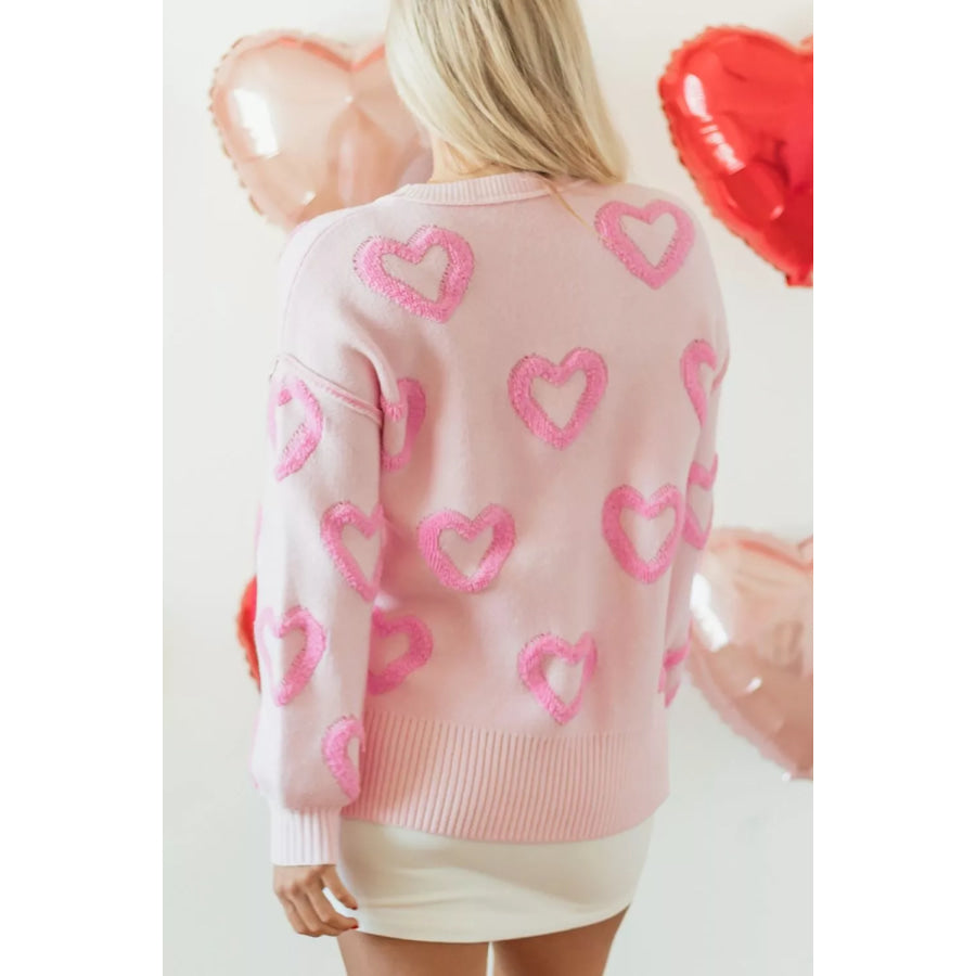 Heart Shape Bubble Sleeve Baggy Sweater Apparel and Accessories