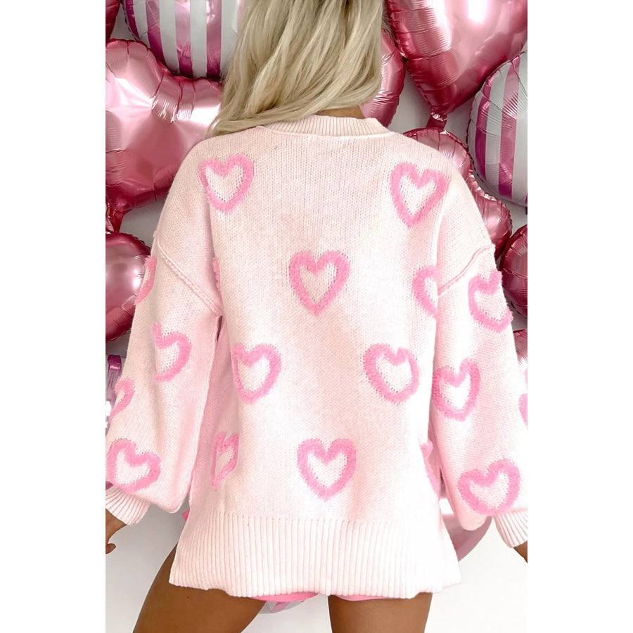Heart Shape Bubble Sleeve Baggy Sweater Apparel and Accessories