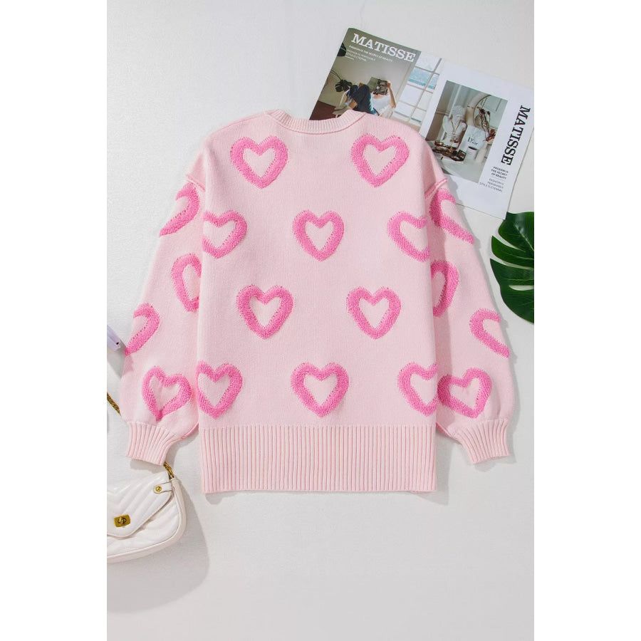 Heart Shape Bubble Sleeve Baggy Sweater Apparel and Accessories