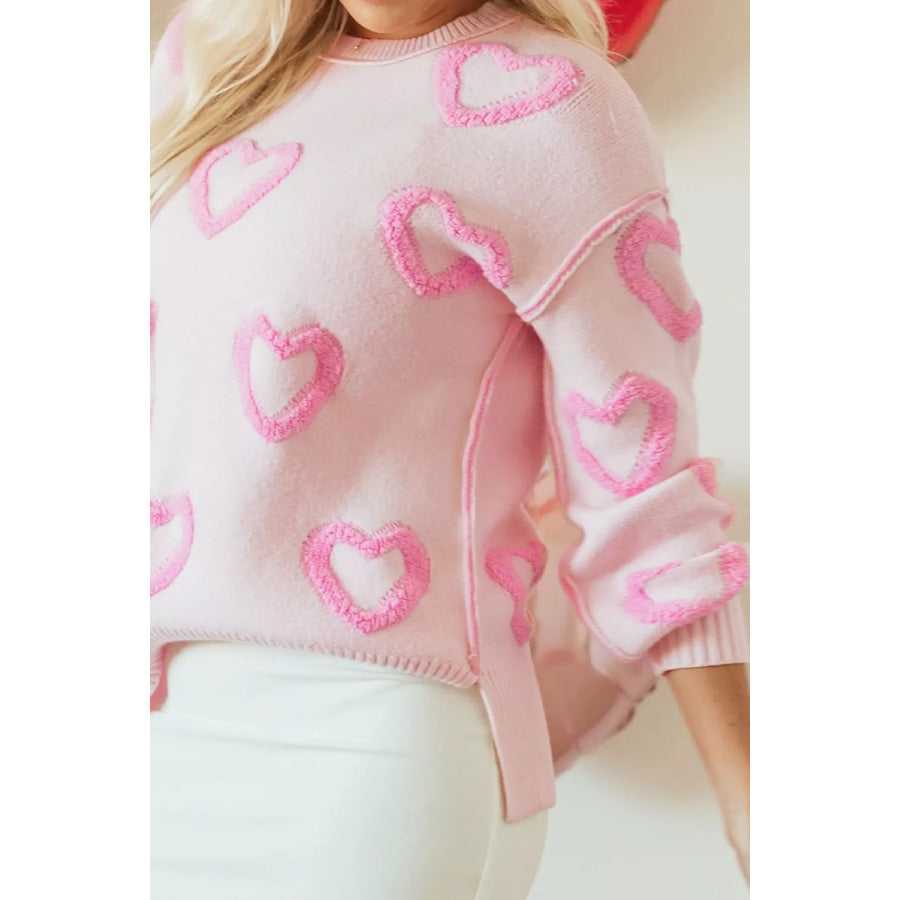 Heart Shape Bubble Sleeve Baggy Sweater Apparel and Accessories