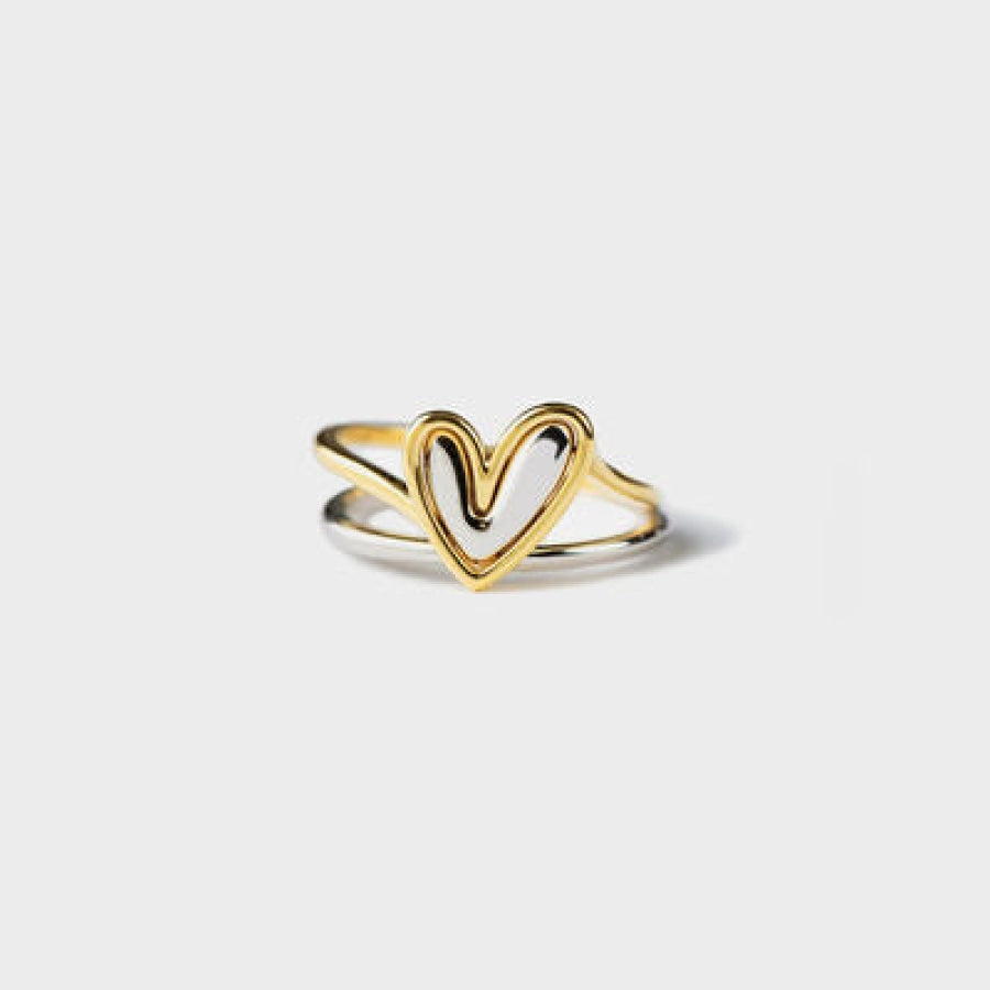 Heart Shape Irregular 925 Sterling Silver Ring Gold / 5 Apparel and Accessories