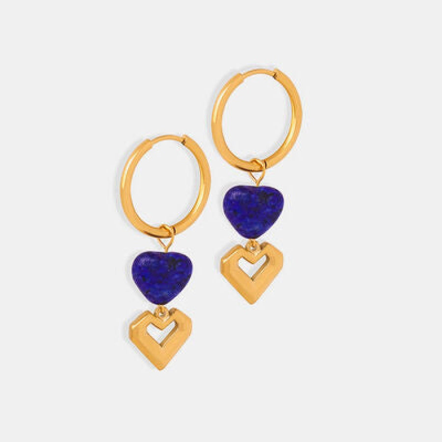 Heart Shape Lapis Lazuli Dangle Earrings Apparel and Accessories