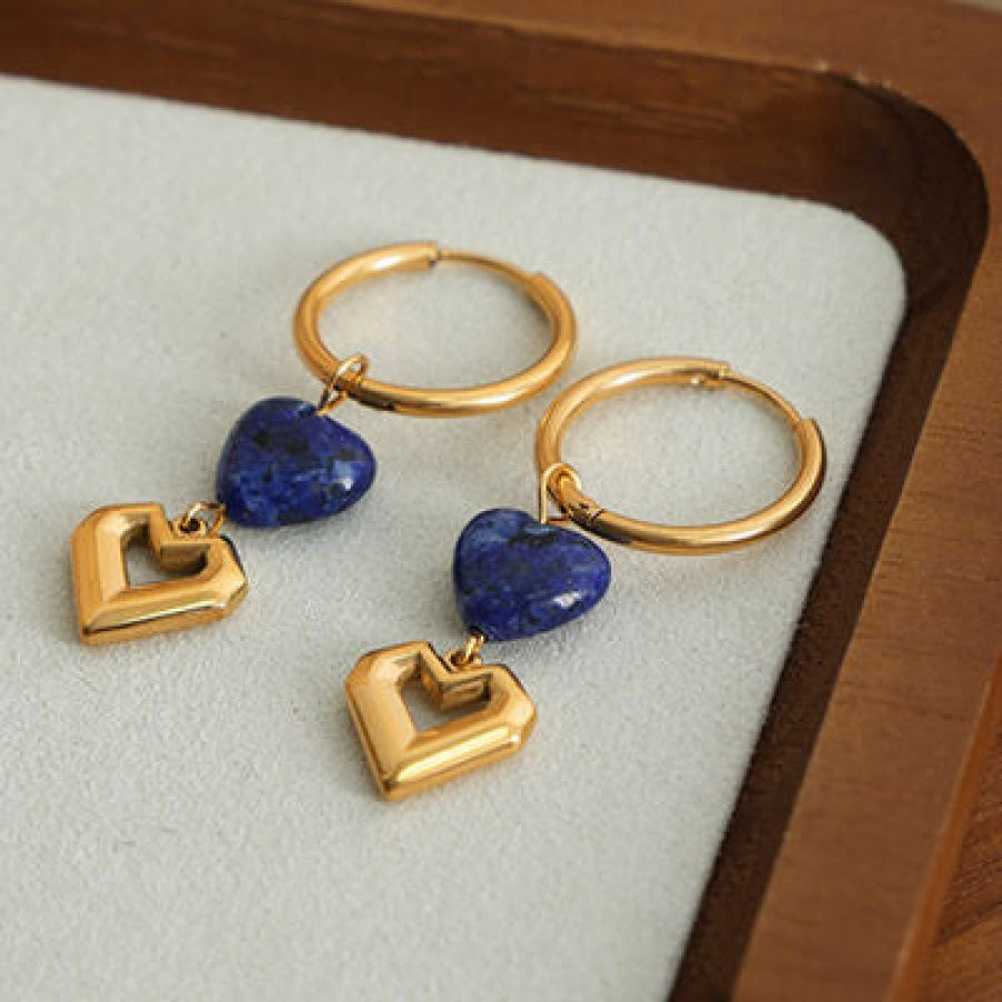 Heart Shape Lapis Lazuli Dangle Earrings Apparel and Accessories