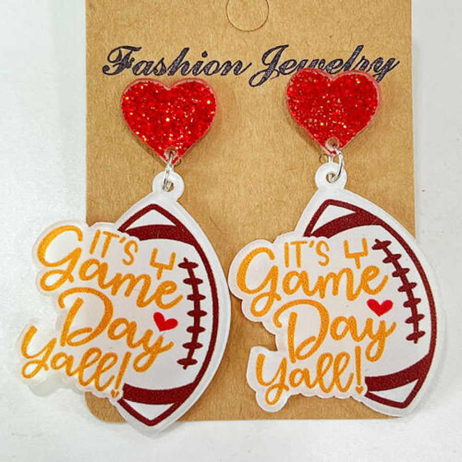 Heart Shape Sports Theme Acrylic Dangle Earrings Style A / One Size