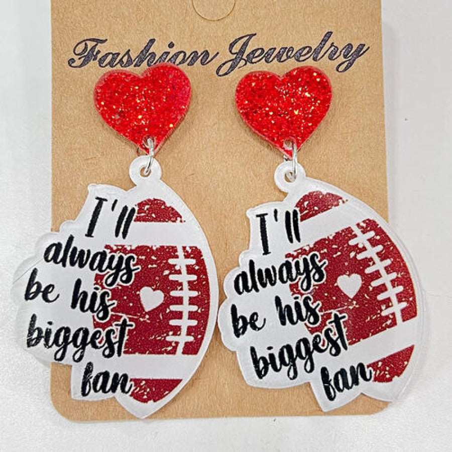 Heart Shape Sports Theme Acrylic Dangle Earrings Style C / One Size