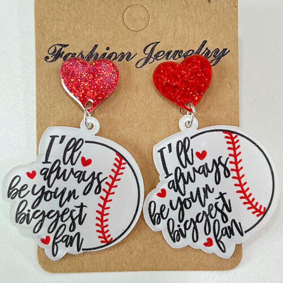 Heart Shape Sports Theme Acrylic Dangle Earrings Style E / One Size