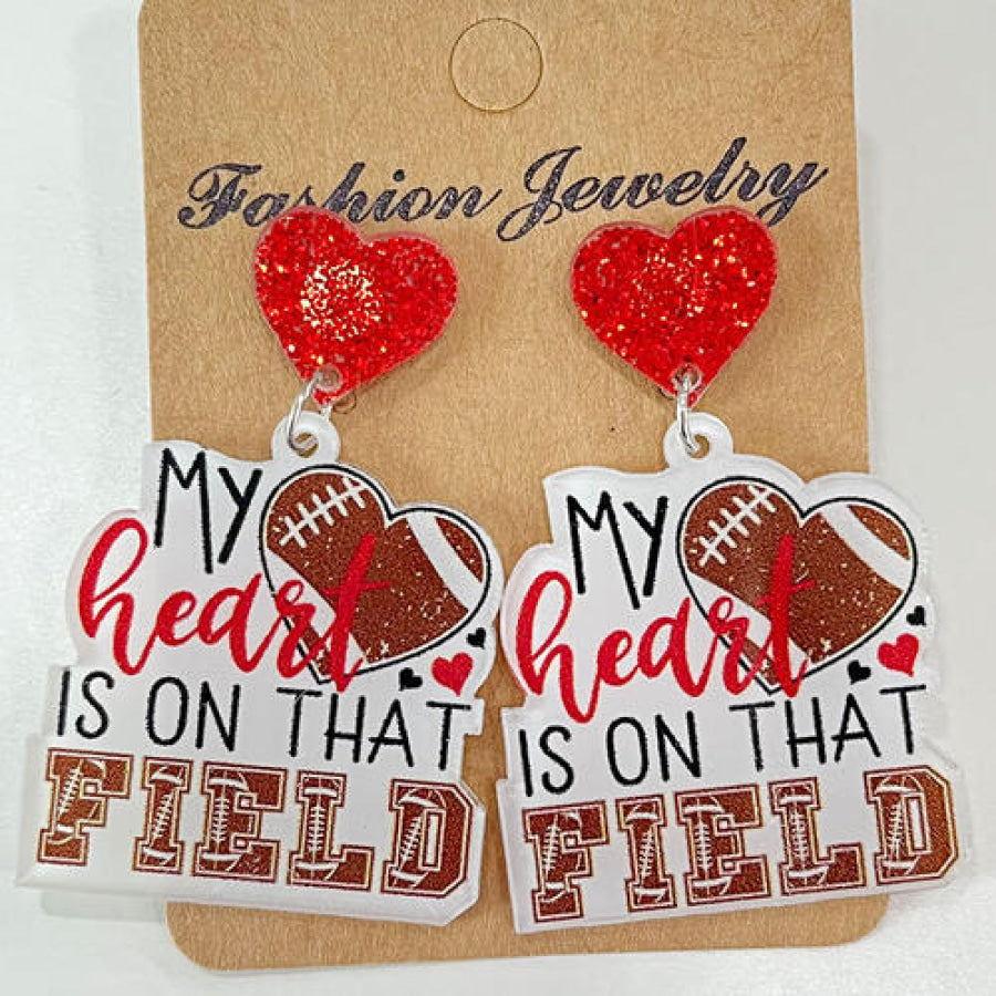 Heart Shape Sports Theme Acrylic Dangle Earrings Style F / One Size