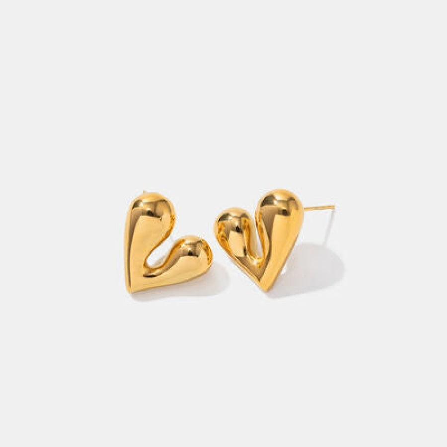 Heart Shape Stainless Steel Stud Earrings Gold / One Size Clothing