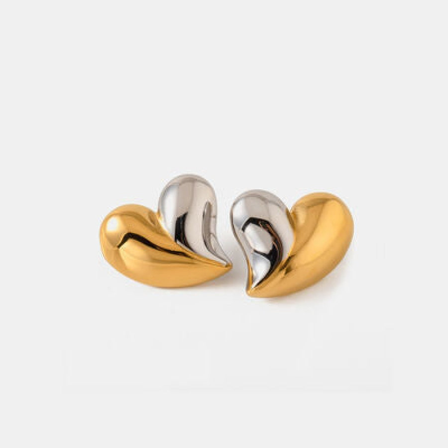 Heart Shape Stainless Steel Stud Earrings Gold / One Size Clothing