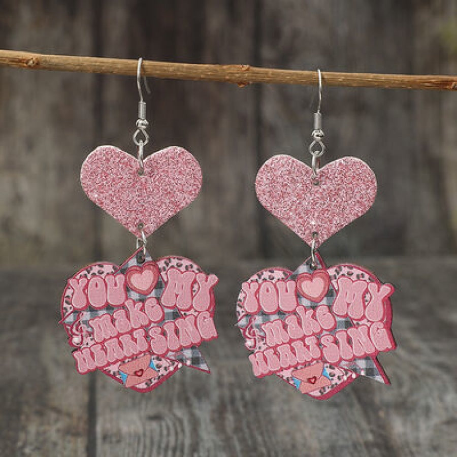 Heart Shape Wooden Earrings Blush Pink / One Size Apparel and Accessories