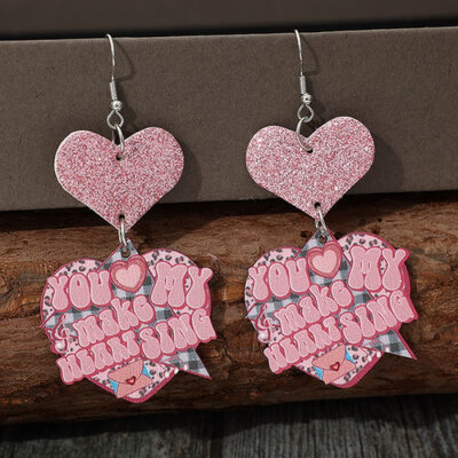 Heart Shape Wooden Earrings Blush Pink / One Size Apparel and Accessories