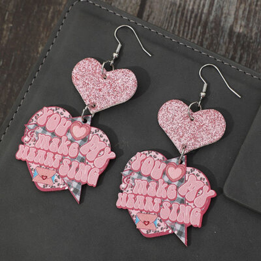 Heart Shape Wooden Earrings Blush Pink / One Size Apparel and Accessories