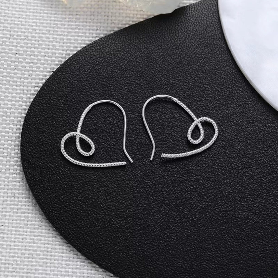 Heart-Shaped Dangle Earrings Silver / One Size Apparel and Accessories