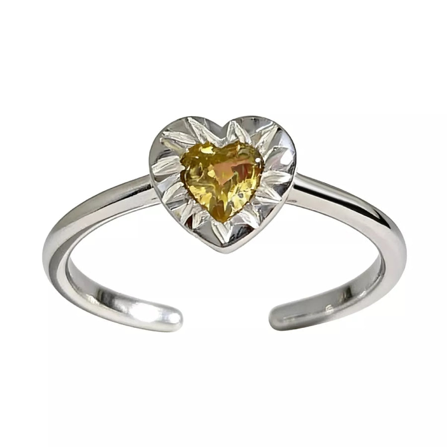 Heart-Shaped Open Ring Yellow / One Size Apparel and Accessories