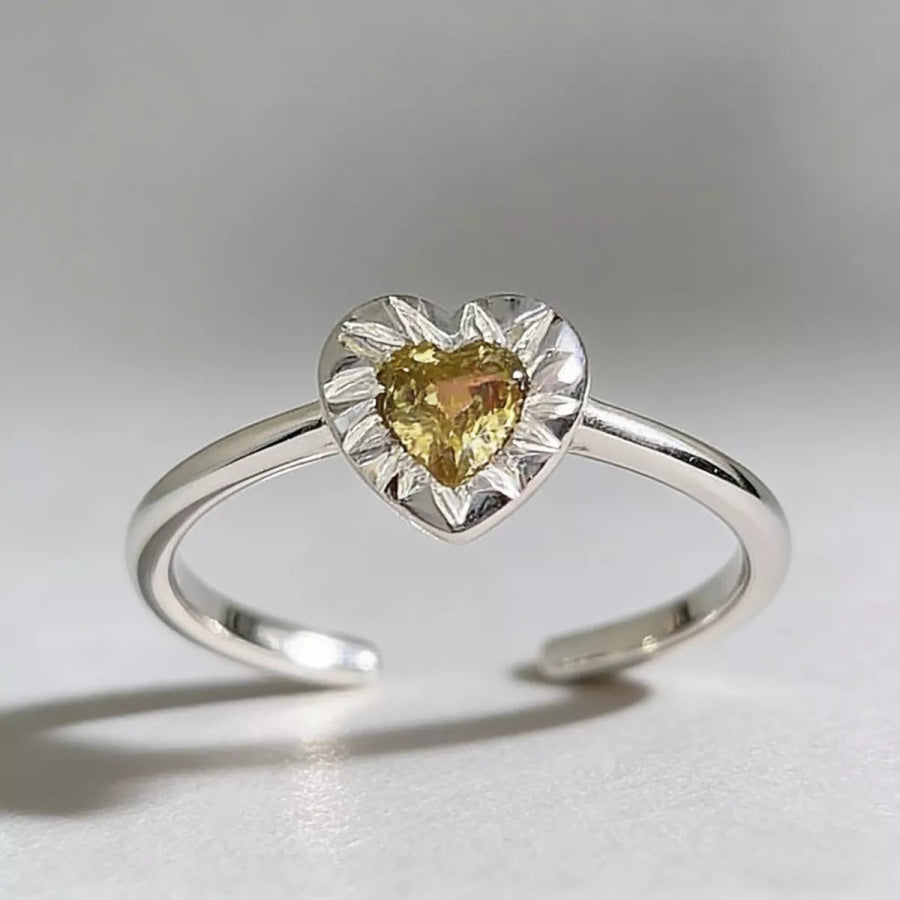 Heart-Shaped Open Ring Yellow / One Size Apparel and Accessories