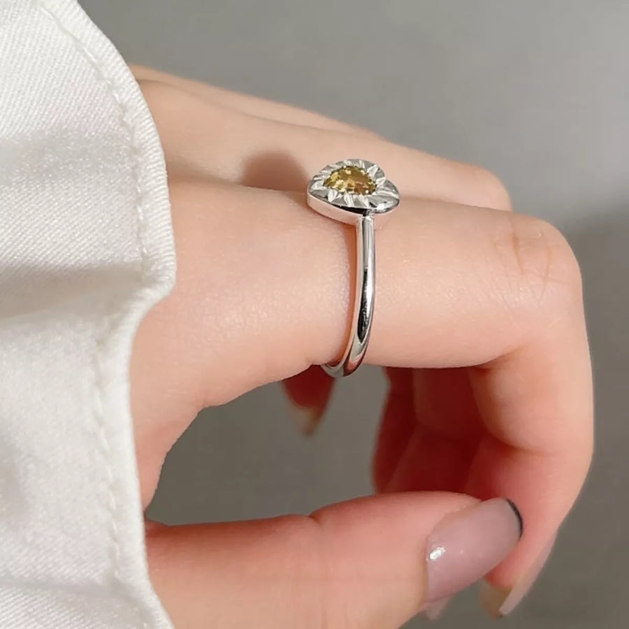 Heart-Shaped Open Ring Yellow / One Size Apparel and Accessories