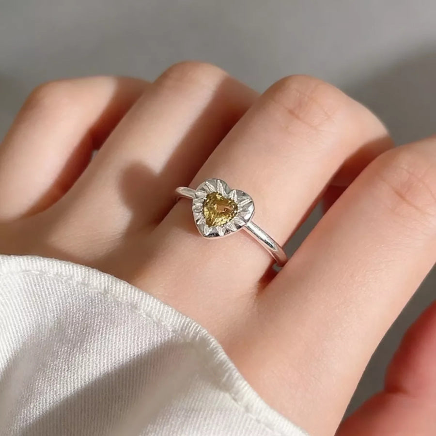 Heart-Shaped Open Ring Yellow / One Size Apparel and Accessories