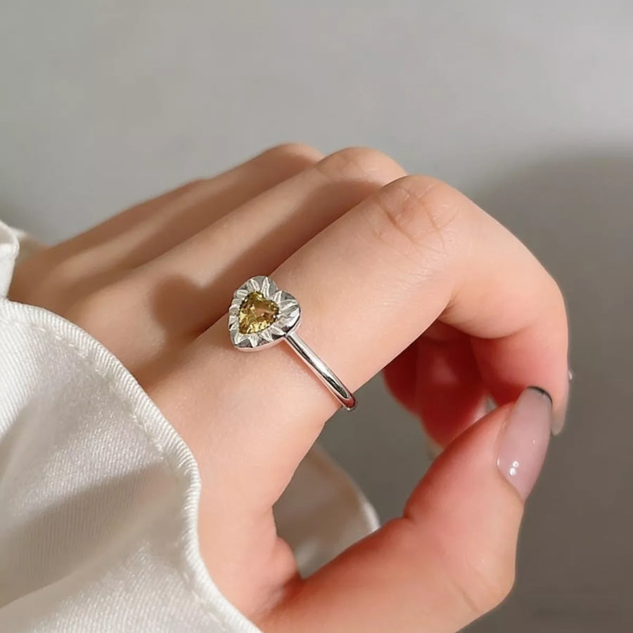 Heart-Shaped Open Ring Yellow / One Size Apparel and Accessories