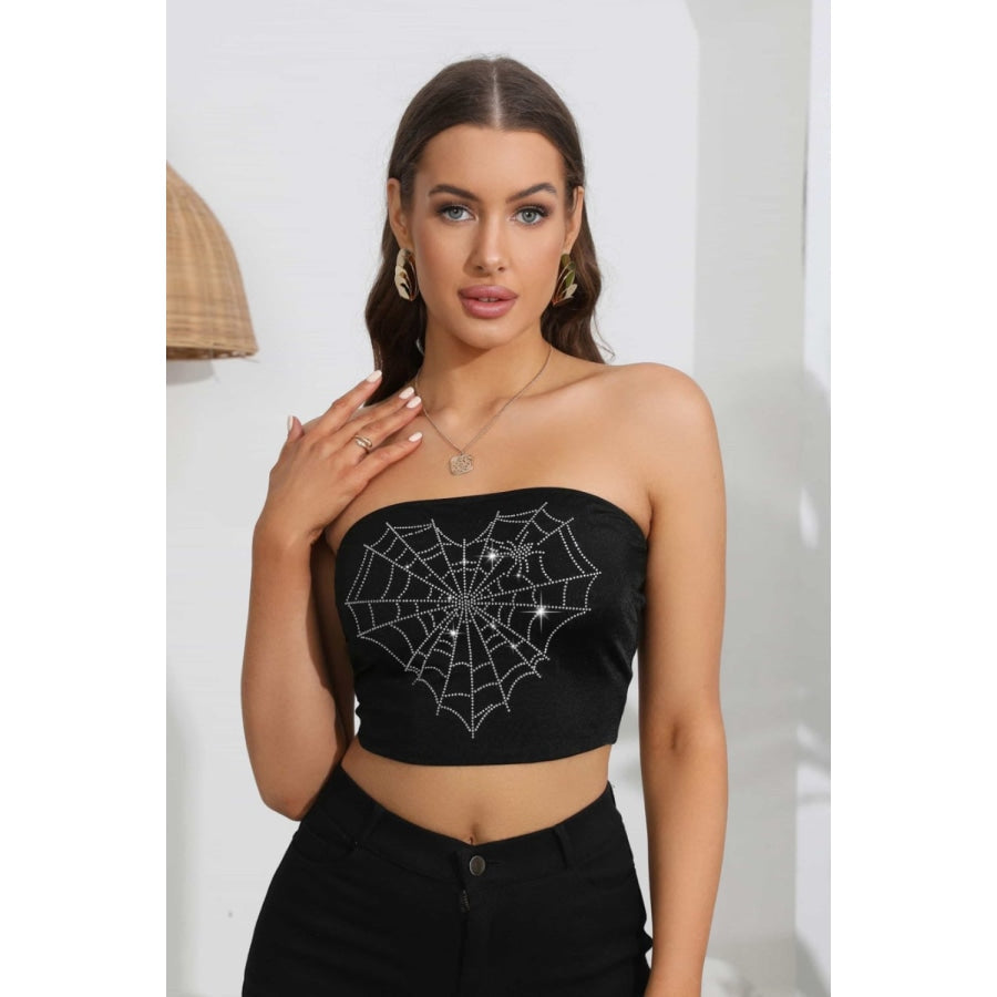 Heart Spider Web Graphic Tube Top