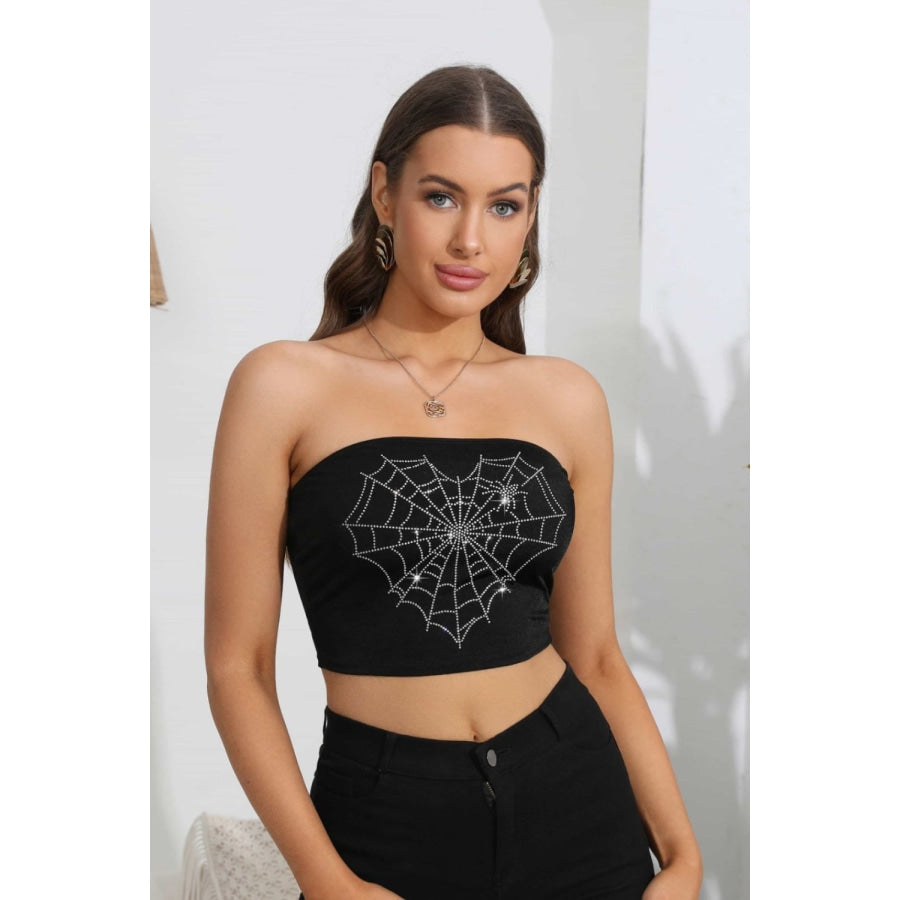 Heart Spider Web Graphic Tube Top