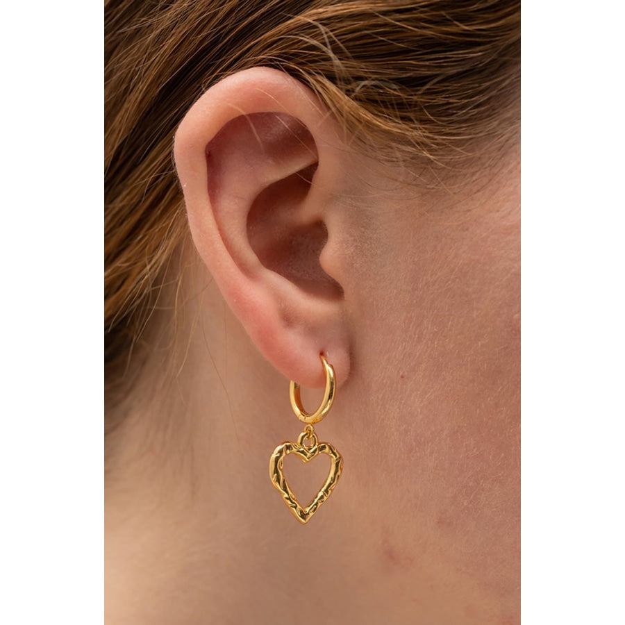 Heart Stainless Steel Drop Earrings Gold / One Size