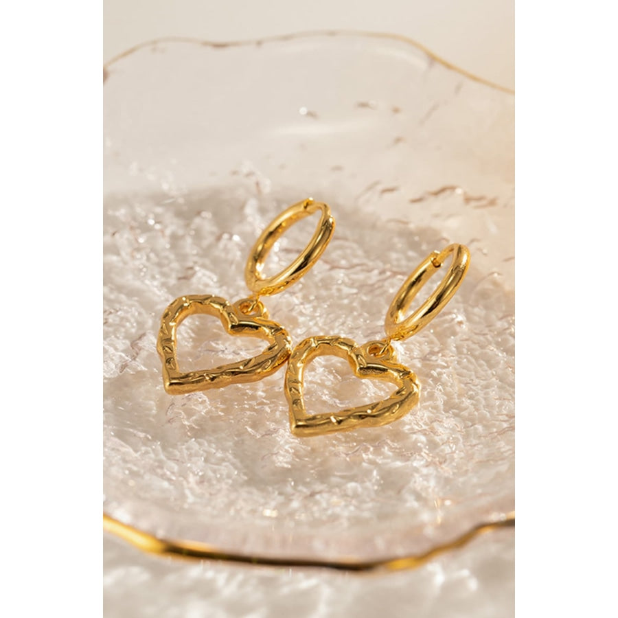 Heart Stainless Steel Drop Earrings Gold / One Size