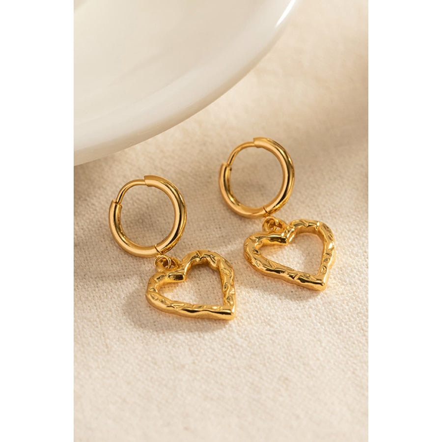 Heart Stainless Steel Drop Earrings Gold / One Size