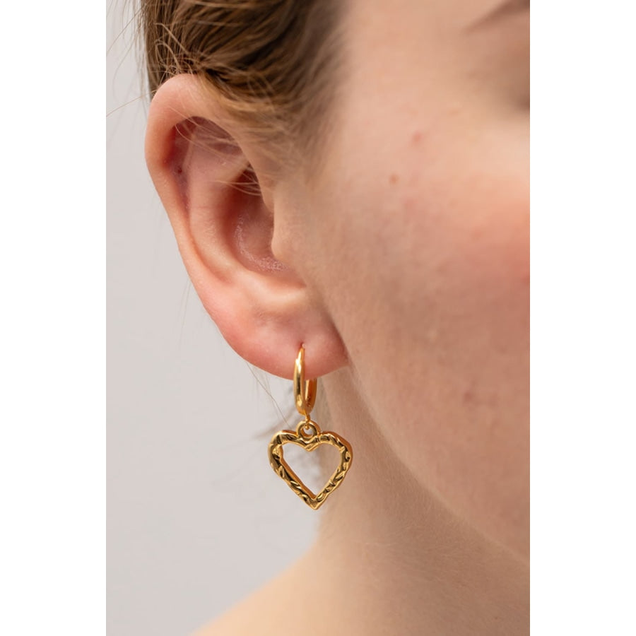 Heart Stainless Steel Drop Earrings Gold / One Size