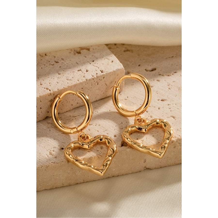 Heart Stainless Steel Drop Earrings Gold / One Size