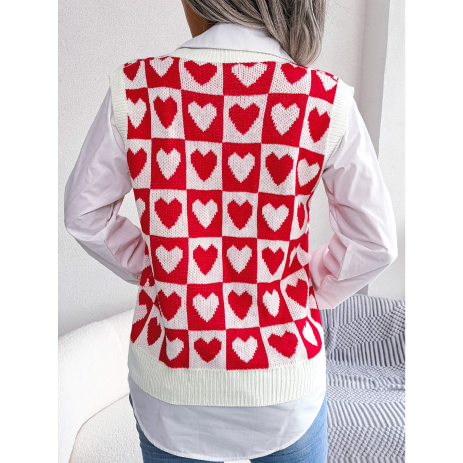 Heart V-Neck Sweater Vest Apparel and Accessories