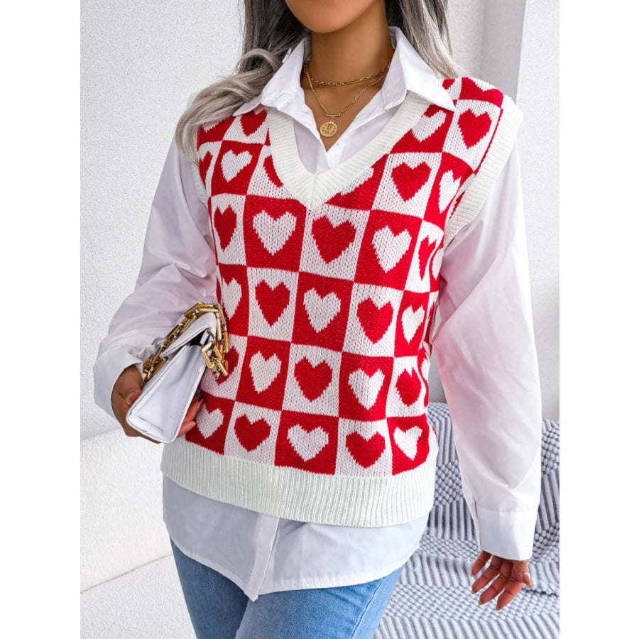 Heart V-Neck Sweater Vest Apparel and Accessories