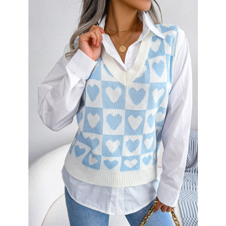 Heart V-Neck Sweater Vest Apparel and Accessories