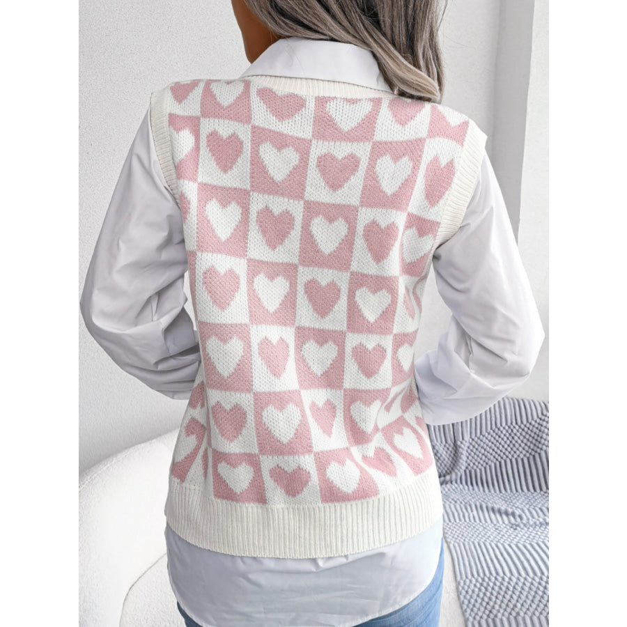 Heart V-Neck Sweater Vest Apparel and Accessories