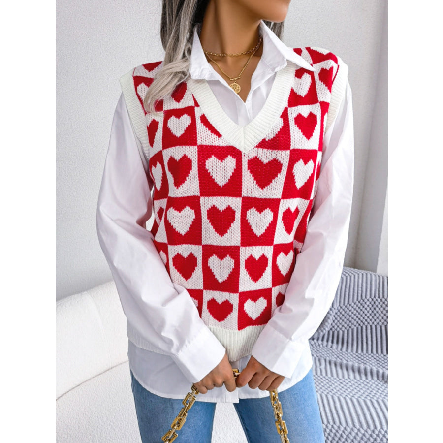 Heart V-Neck Sweater Vest Apparel and Accessories