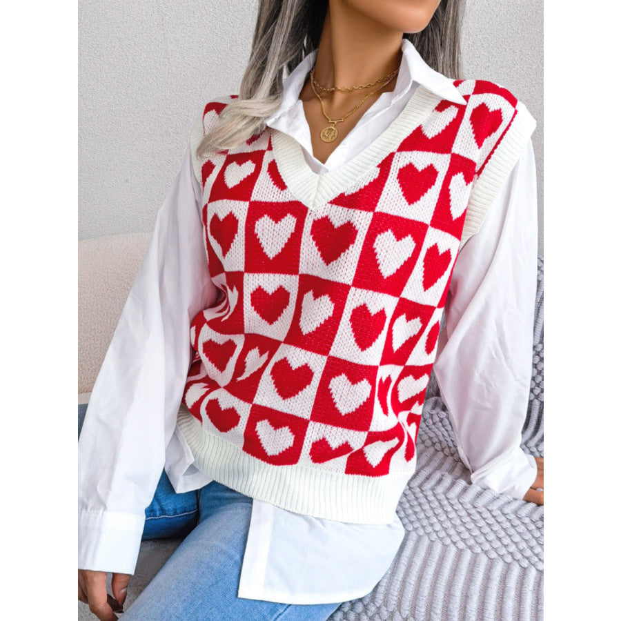 Heart V-Neck Sweater Vest Apparel and Accessories