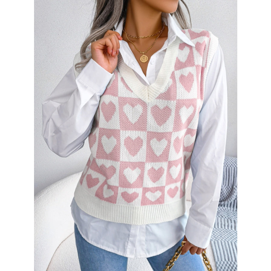 Heart V-Neck Sweater Vest Apparel and Accessories