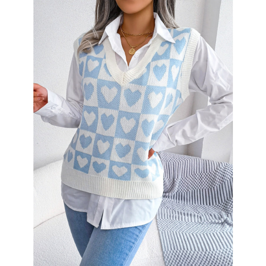 Heart V-Neck Sweater Vest Apparel and Accessories