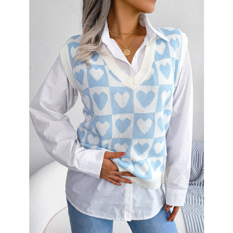 Heart V-Neck Sweater Vest Apparel and Accessories