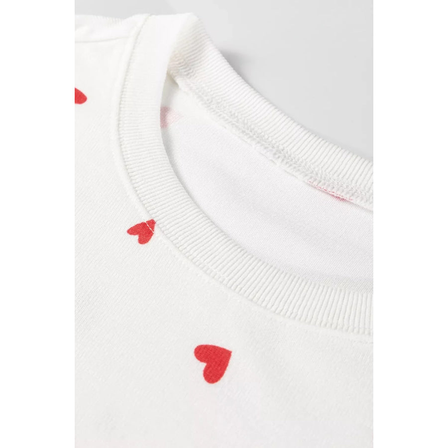 Hearts Printed Long Sleeve Top Drawstring Pants Lounge Set Apparel and Accessories