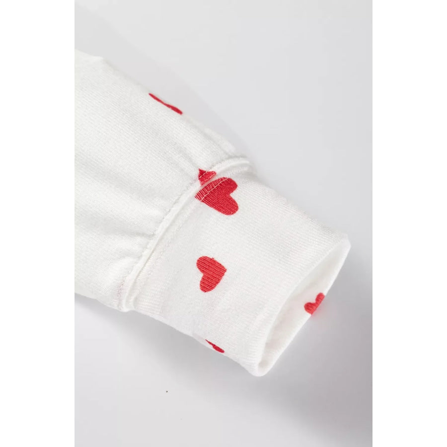 Hearts Printed Long Sleeve Top Drawstring Pants Lounge Set Apparel and Accessories