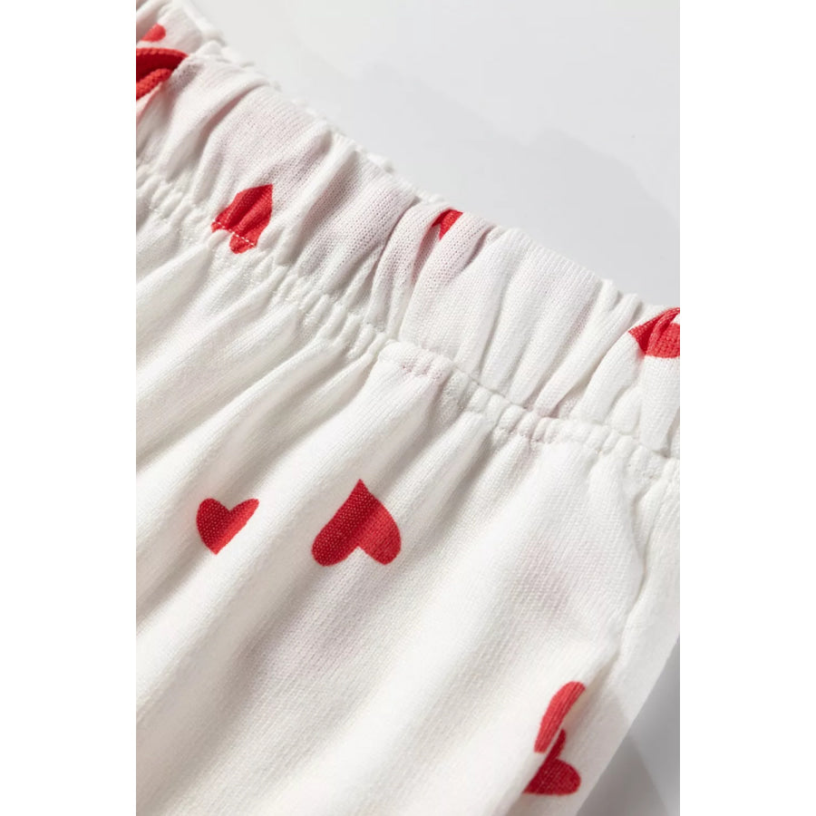 Hearts Printed Long Sleeve Top Drawstring Pants Lounge Set Apparel and Accessories