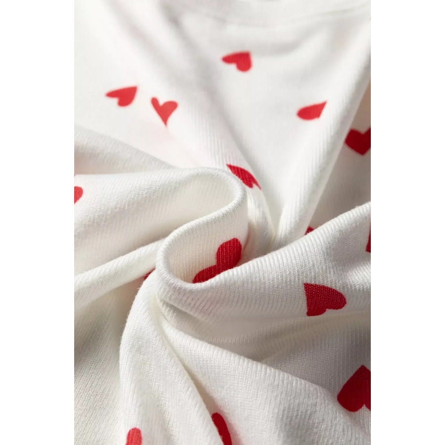 Hearts Printed Long Sleeve Top Drawstring Pants Lounge Set Apparel and Accessories